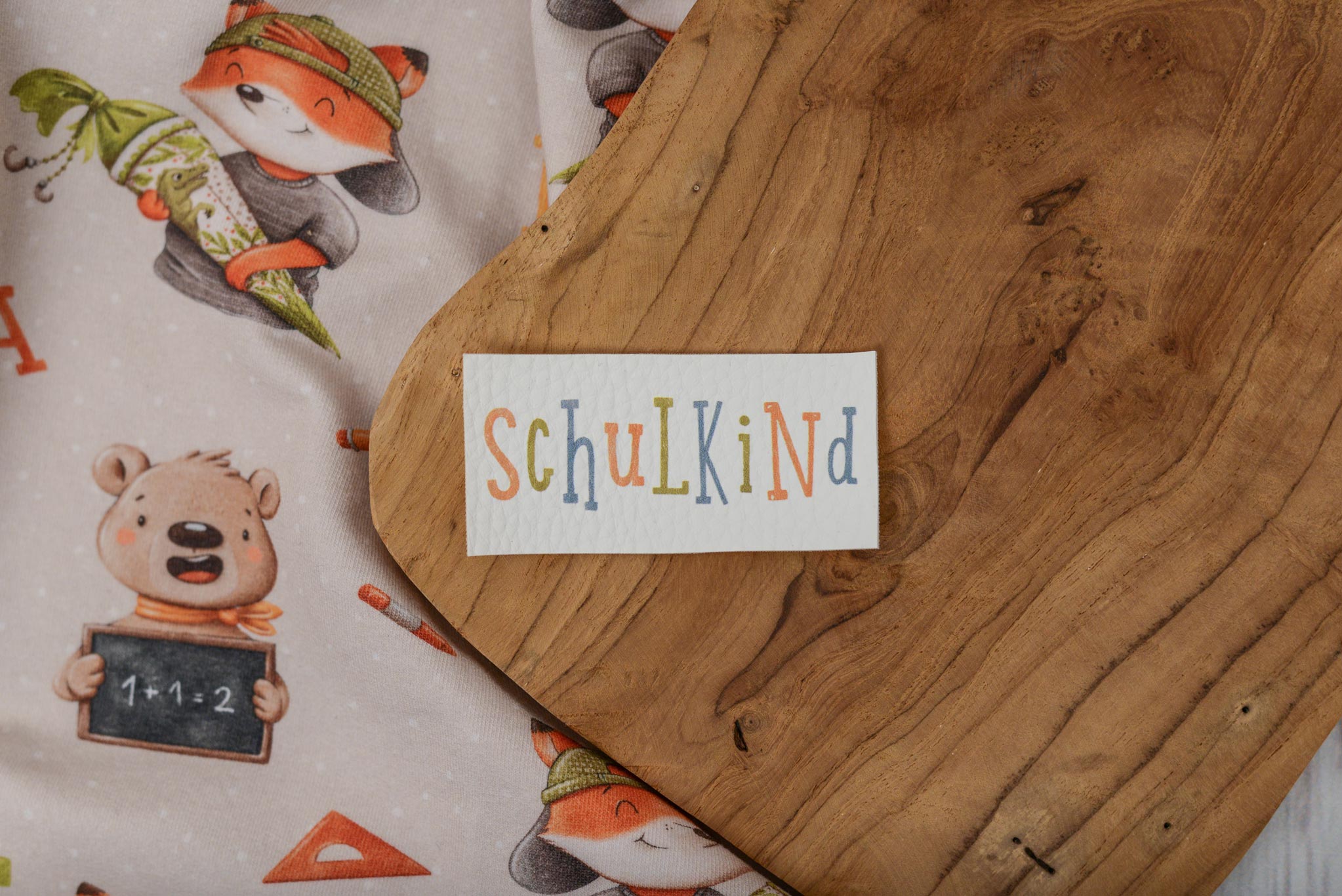 Kunstleder Patch "Schulkind" blau 7,2 x 3,5 cm