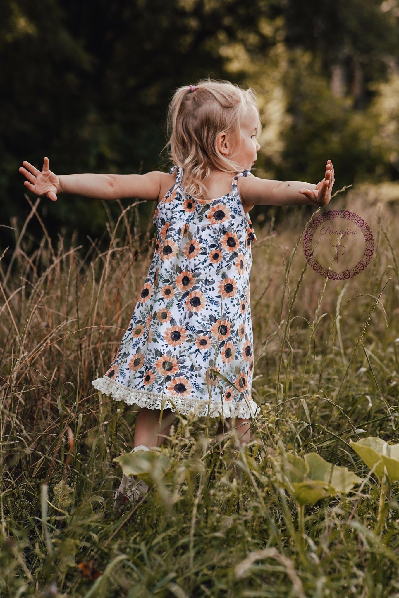 BIO Jersey "Sonnenblumen" weiß 0,5 m